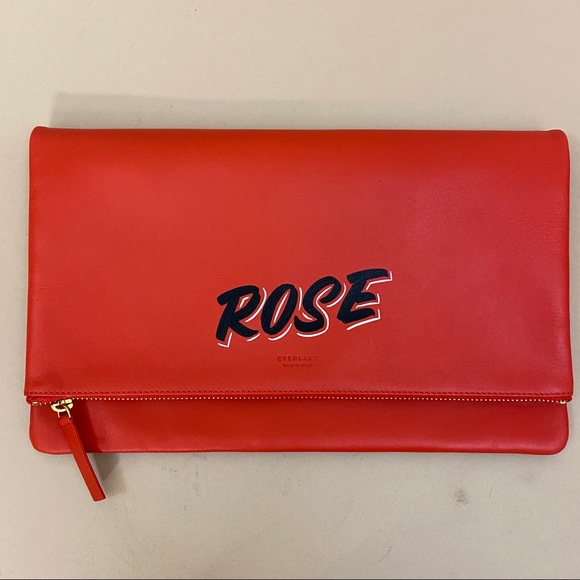 Everlane Handbags - Everlane Custom Rose Red Fold-over Clutch
